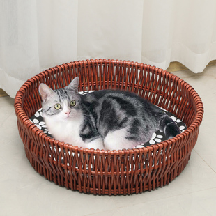 保暖猫咪窝四季 猫窝冬季 通用藤编猫窝网红猫窝可拆洗房子别墅猫床