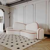 轻奢异形布艺沙发客厅小户型服装 店接待休闲猫抓皮弧形云翔沙发