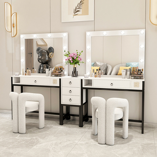 照相馆化妆桌带灯专业化妆台斗柜一体化妆镜婚纱店化妆师专用化妆