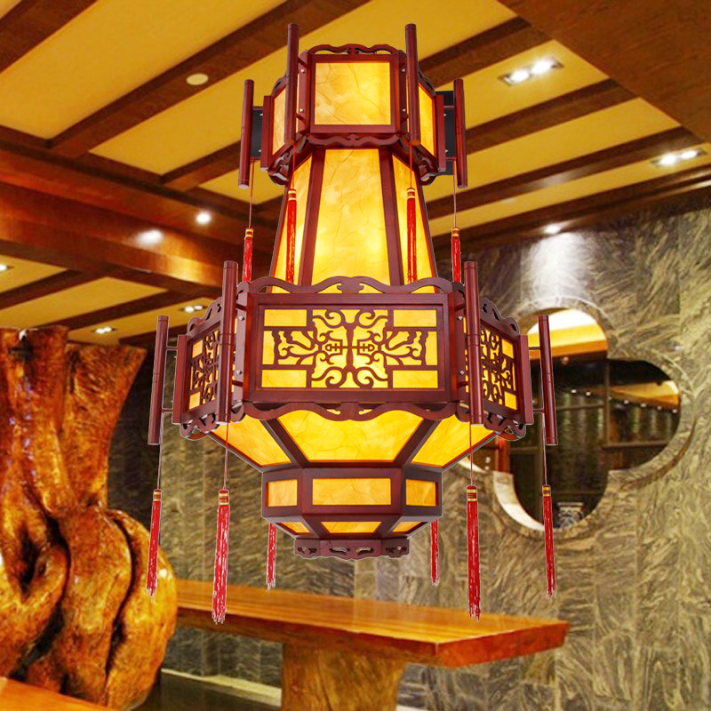 中式仿古吊灯餐厅别墅实木宫灯新中式中国风酒店大堂茶楼大灯饰