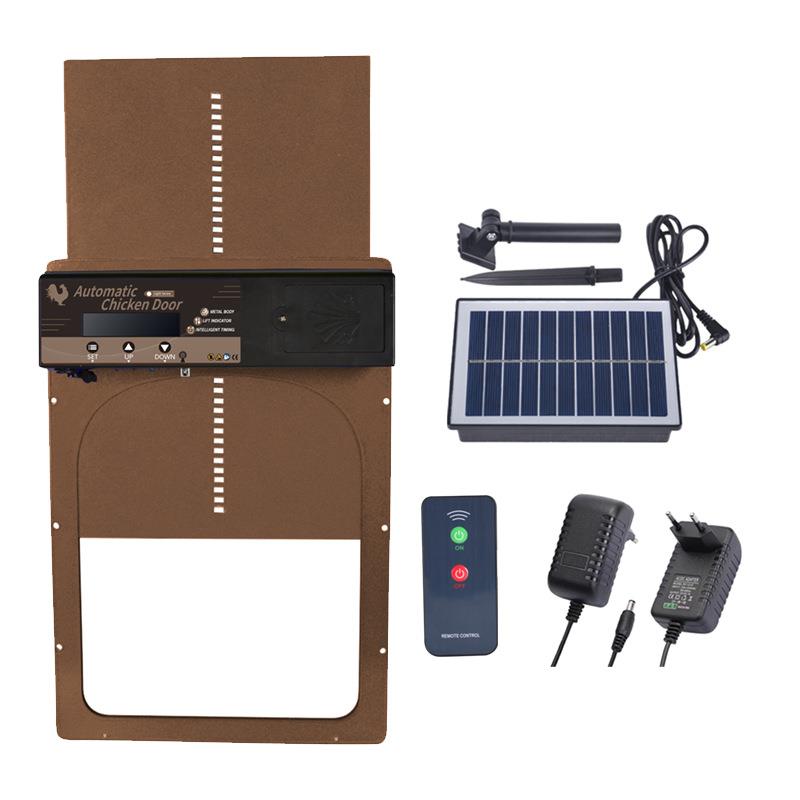 广东生产定时光感遥控鸡舍门太阳能供电适配器电源供电鸡笼门