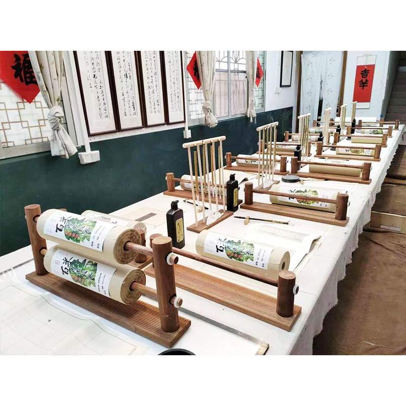 宣纸卷轴架百米书法长卷绘画纸卷轴书画国画画纸收纳实木架子