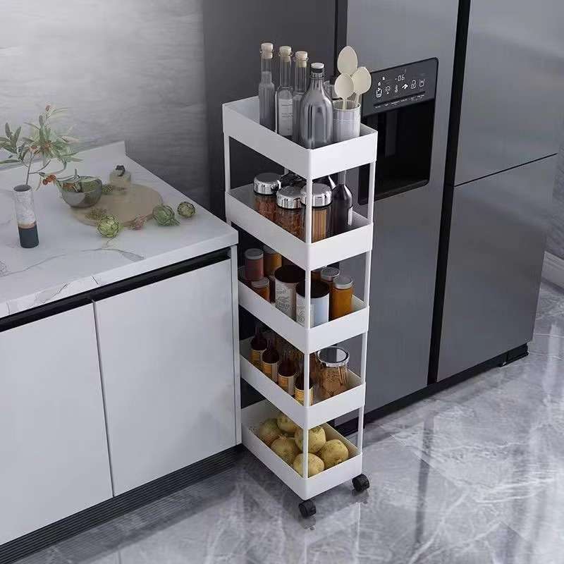 厨房夹缝小推车落地置物架菜篮子冰箱侧收纳超窄缝隙卫生间架子