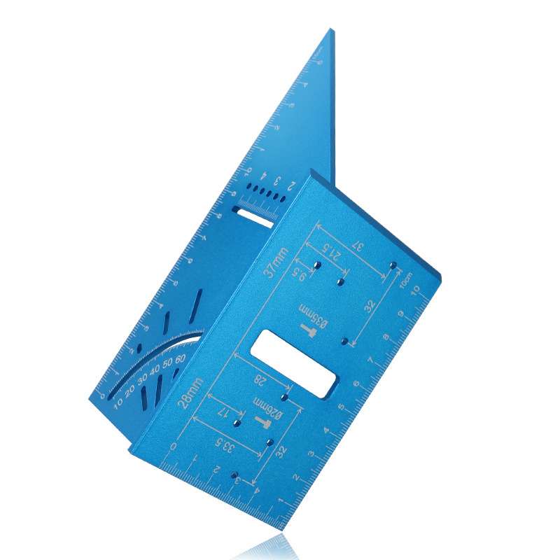 木工多功能角度尺45/90度铝合金划线规铰链孔定位画线尺
