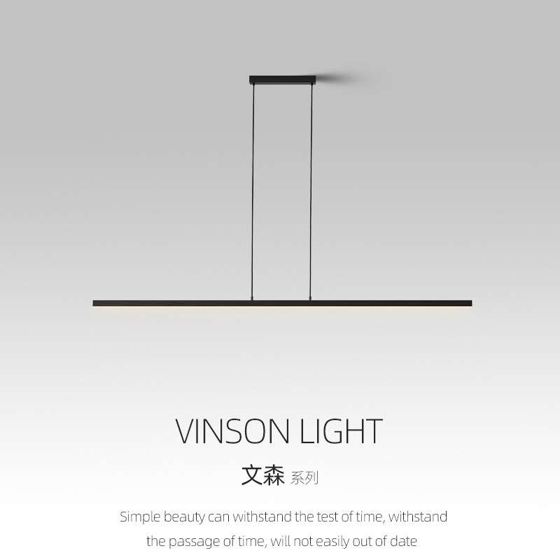 餐厅灯2024年新款餐厅吊灯现代简约办公室长条一字灯极简餐桌灯具