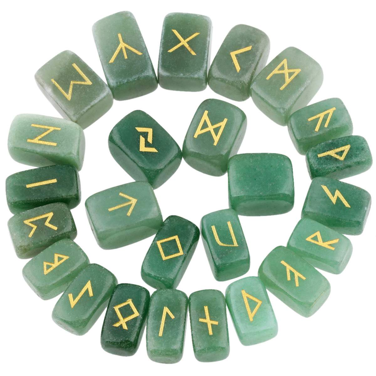 天然水晶石雕刻卢恩石符文如尼石 25粒组合不规则水晶能量石Runes