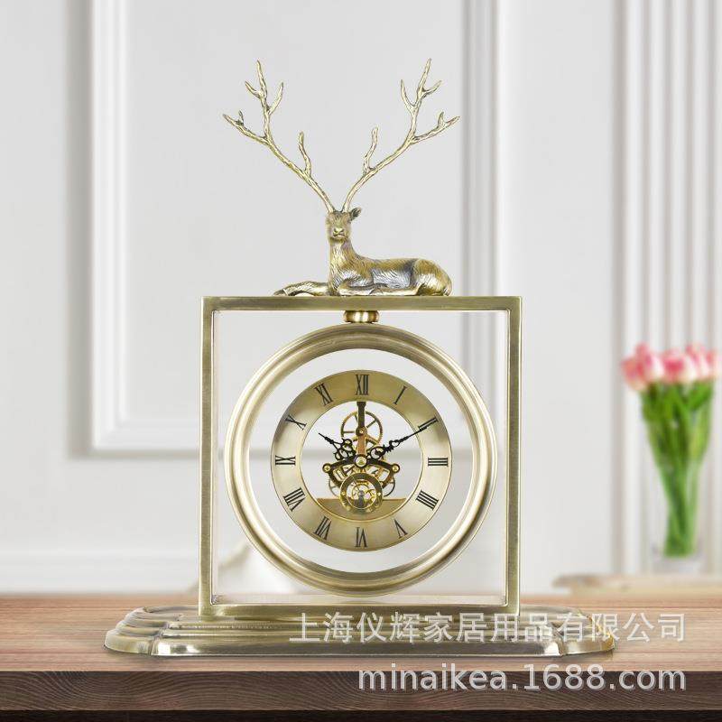 欧式客厅装饰座钟美式创意鹿头个性时钟表桌面摆件静音金属钟,特色手工艺,其他特色工艺品,淘宝优惠券,粉丝福利购,淘宝优惠卷