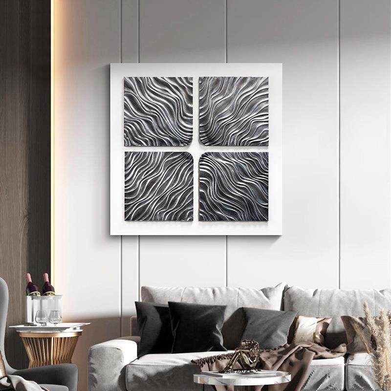 木雕立体实物画现代简约客厅装饰画样板房入户玄关大气过道挂画