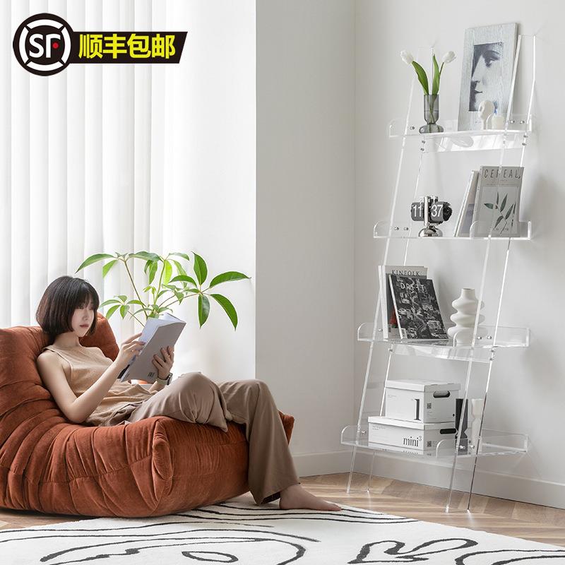 北欧亚克力艺术感客厅置物架展示陈列架靠墙创意落地多层收纳书架