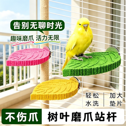 宠帮仕新款鹦鹉树叶磨砂站杆不掉渣玄凤虎皮磨爪棒站架鸟笼配件