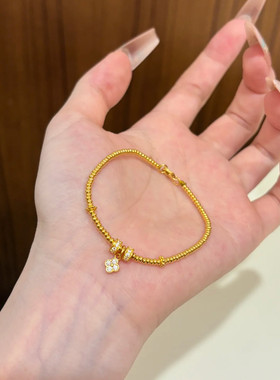 金店同款沙金仿真金四叶花小蛮腰手链女轻奢高级感手串送女友礼物