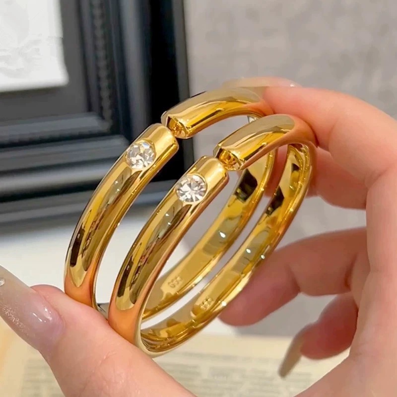 卡纯诗金店同款沙金点钻泥鳅背手镯开口女新款轻奢高级感手镯实心