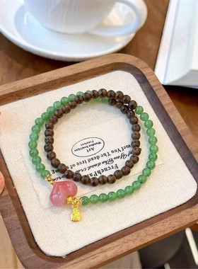 金店同款沙金仿真金南红玛瑙手链女高级感手串送女友礼物新款轻奢