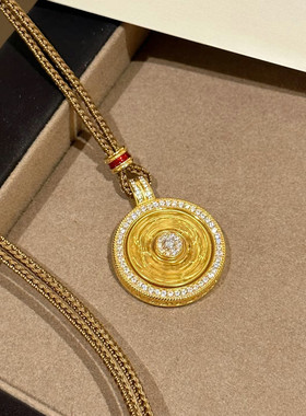 金店同款沙金仿真金点钻八宝罗盘吊坠项链女高级感送女友礼物新款