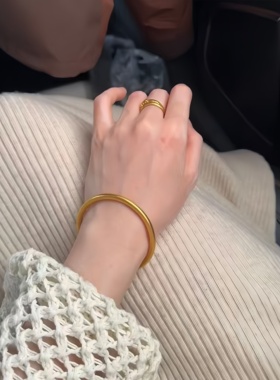 金店同款沙金仿真金古法传承素圈手镯女经典时尚百搭传承镯子实心
