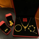 沙金凤舞九天吊坠项链锁骨链结婚仿三金五金套装 凤凰戒指结婚道具