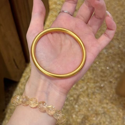 金店同款沙金仿真金素圈传承手镯简约新中式古法实心手环结婚999