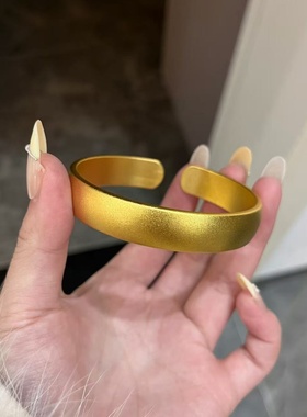 卡纯诗金店同款沙金仿真金素圈轮胎开口手镯女实心镯子简约风首饰
