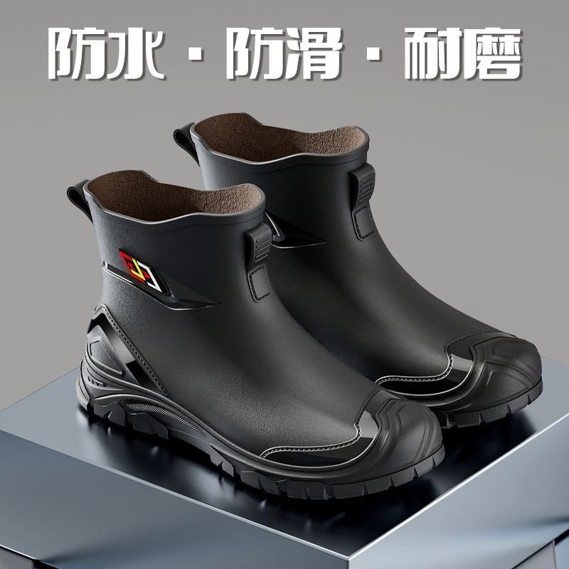 短筒雨鞋男2025新款下雨天防滑防水耐磨水靴钓鱼软底工地加绒胶鞋