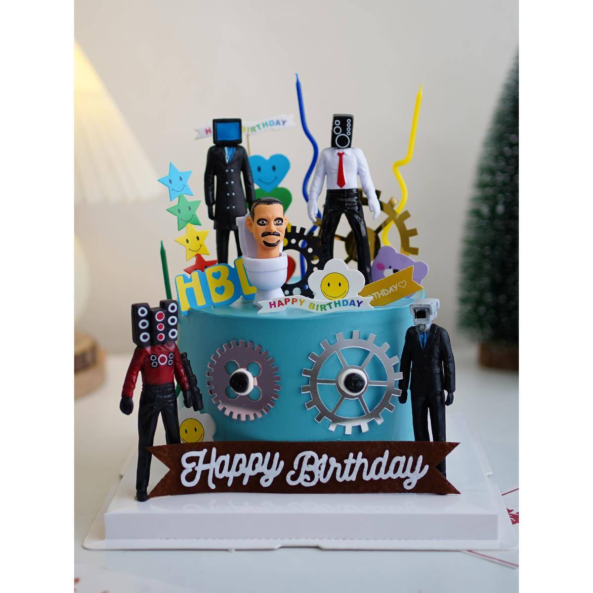 马桶人监控人大战蛋糕装饰摆件网红游戏电视人泰坦音响人手办玩偶