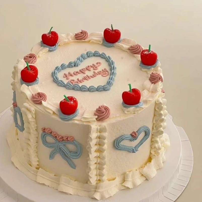 韩式复古蛋糕装饰立体水果樱桃车厘子造型蜡烛生日甜品台装扮插件