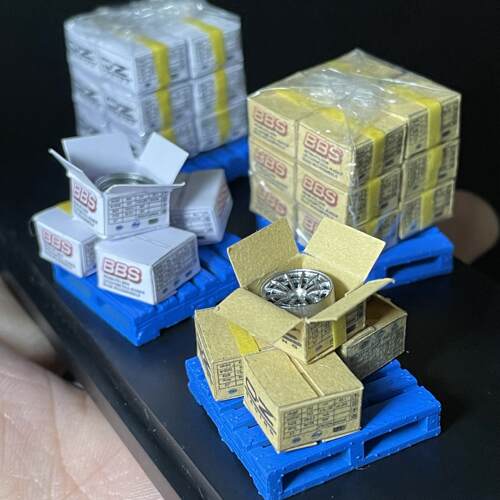 1:64轮毂纸箱模型BBS轮毂OZ轮毂模型货物模型