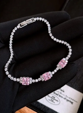 韩国正方形锆石卡扣手链时尚潮流冷淡风手环简约高级感手饰女