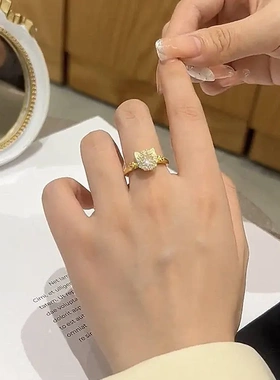 转运招财猫猫戒指可旋转轻奢开口戒时尚百搭个性不撞款好看又好