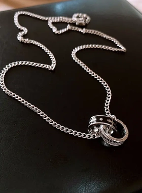 韩国滴油锆石字母环环相扣项链时尚潮流百搭锁骨链简约高级感项饰