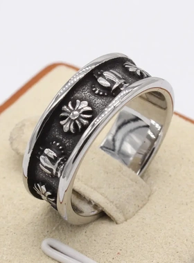 r1490饰品 欧美个性复古十字架男士钛钢戒指指环