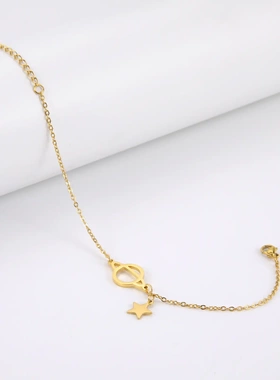 直销爆款小众镂空星球实心星星吊坠不锈钢钛钢女生手链