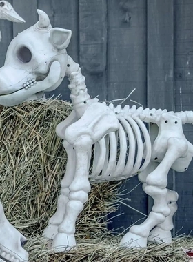 万圣节牛骨架装饰骷髅牛雕像装饰品户外雕塑牛骨架装饰道具