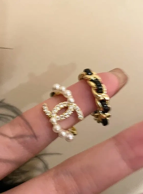 真金电镀锆石皮革缠绕开口戒指小众时尚食指戒个性气质配饰女