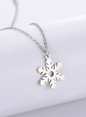 热销时尚气质甜美百搭一瓣雪花吊坠不锈钢钛钢女项链饰品