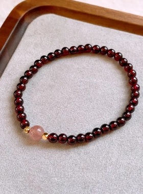 圆形石榴石可调节手链小众精致简约手串时尚轻奢高级感手饰女