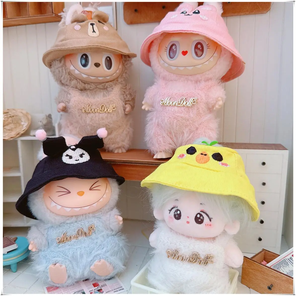 一二代拉布布搪胶盲盒挂件17m坐坐派对衣服奢享轻暖背带裤娃衣