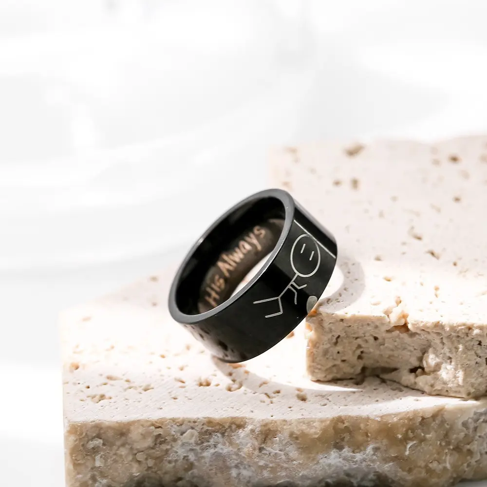 情侣钛钢戒指 his  her forever对戒 欧美嘻哈风饰品