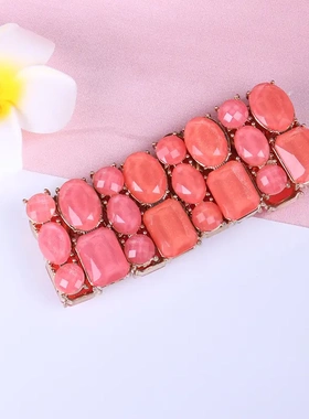 2023新品货源时尚欧美风亚克力镶嵌手链宽版弹力夸张手镯首饰