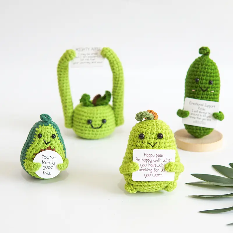 热卖表情土豆玩偶正毛线编织黄瓜摆件蛋仔挂件积极卡