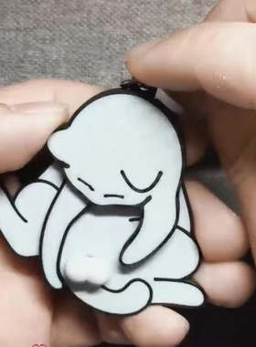 创意抽拉玩蛋猫钥匙扣挂件可爱搞怪可旋转包包挂件背包送礼物X1