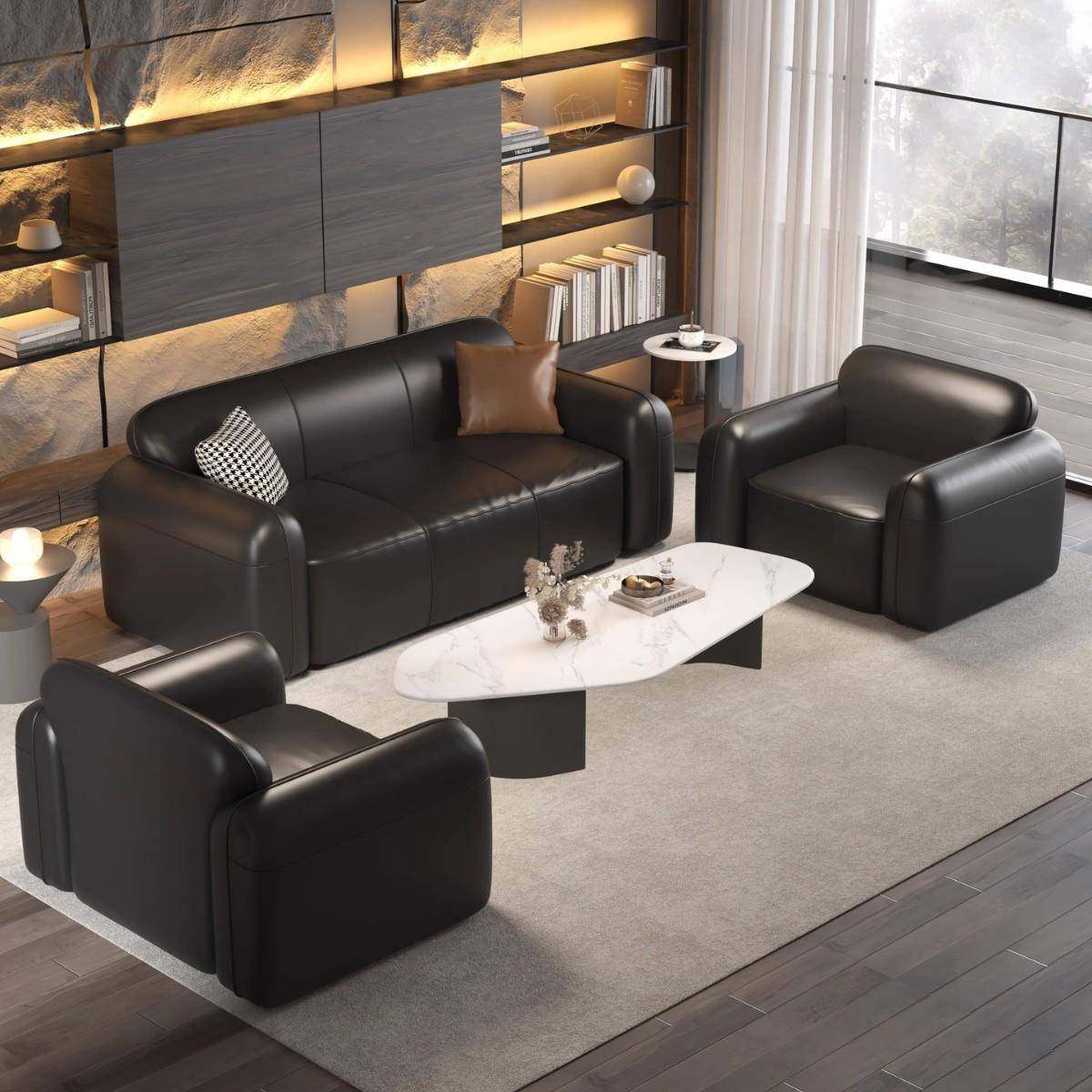 办公沙发商务接待现代简约会客单人三人位办公室沙发茶几组合套装