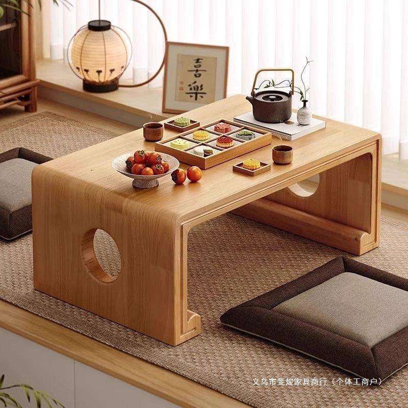 飘窗小桌子榻榻米茶桌炕桌茶几三件套小矮桌坐地窗台炕几实木地桌