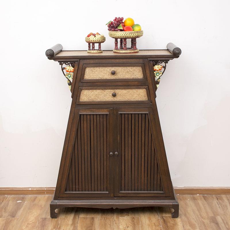泰国实木玄关储物收纳柜泰式装饰柜子雕花客厅桌子东南亚风格家具