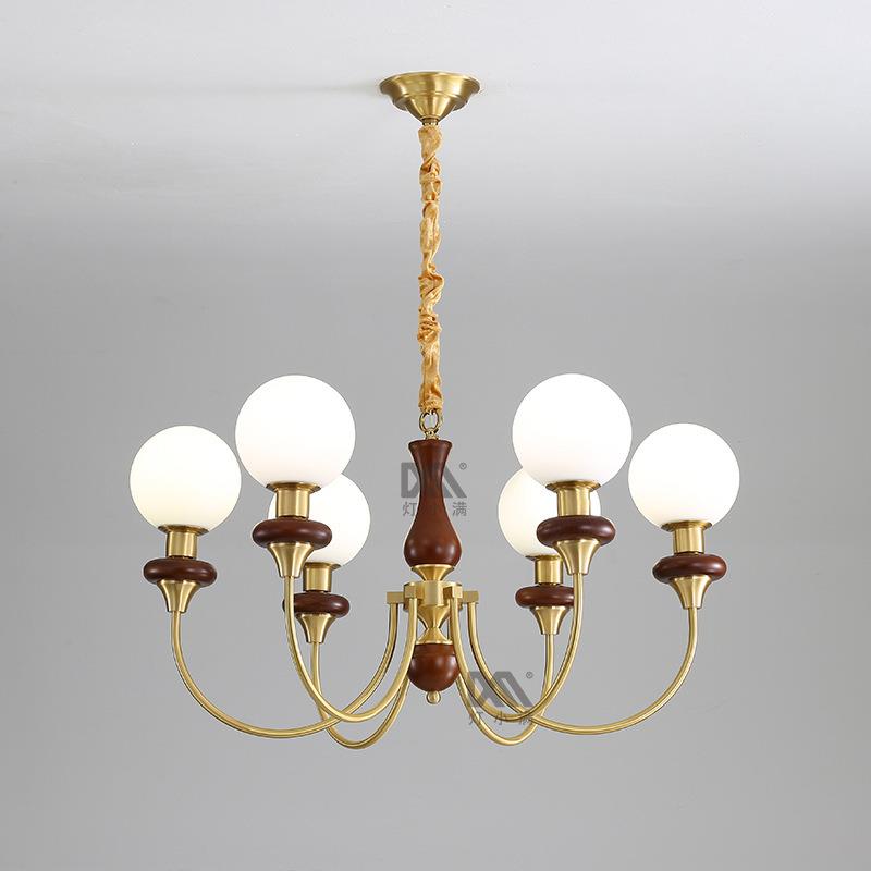 法式中古风实木卧室餐厅魔豆吊灯美式复古客厅书房南洋衣帽间灯具