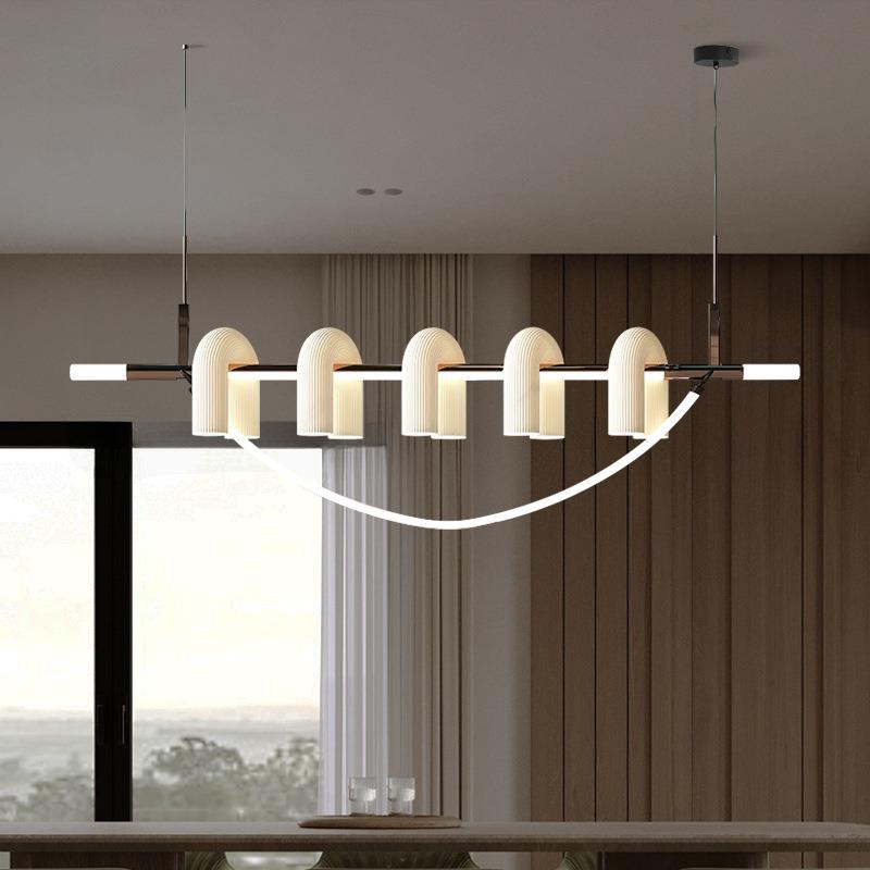 法式奶油风简约餐厅装饰吊灯现代设计客厅岛台茶室吧台长条U型灯