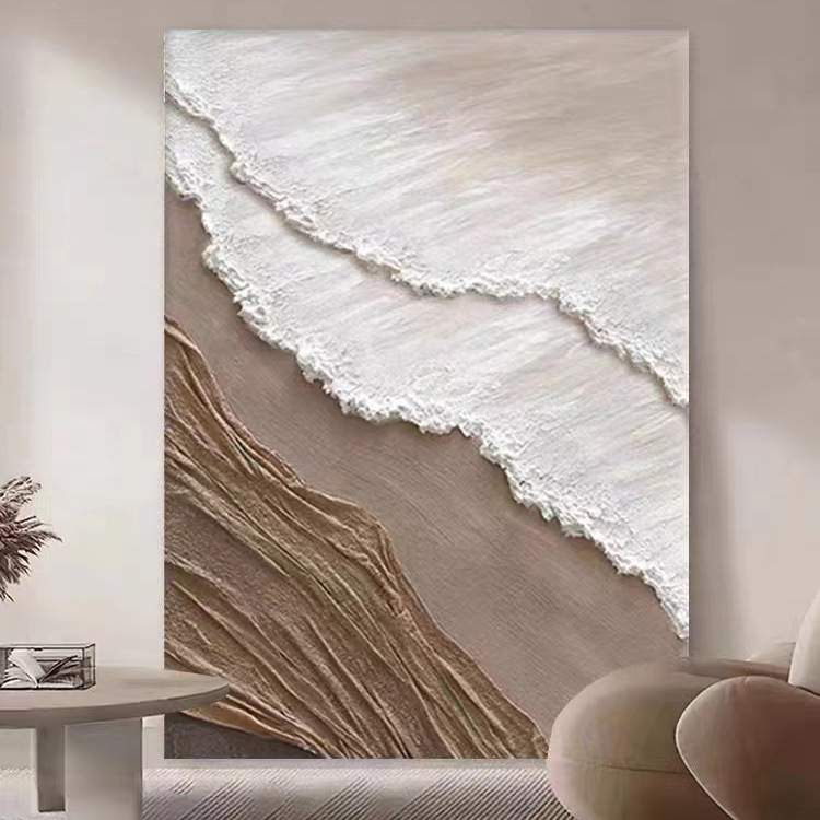 纯手绘单色装饰画现代简约客厅入户玄关落地挂画立体肌理抽象油画图片