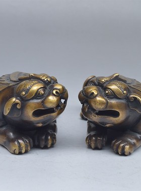 纯铜实心貔貅神兽摆件一对客厅玄关办公室桌面装饰工艺品乔迁礼物
