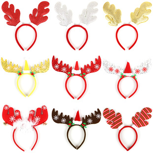 12个圣诞头箍装 饰品雪人发箍成人头饰礼品儿童鹿角圣诞老人帽子
