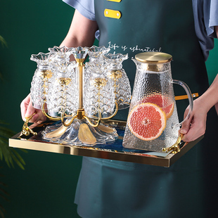 创意家用不锈钢玻璃杯架沥水倒挂架客厅时尚晾放茶水杯收纳置物架