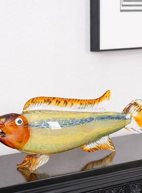 琉璃金龙鱼动物招财摆件热带鱼客厅样板房玄关桌面装饰品年年有余